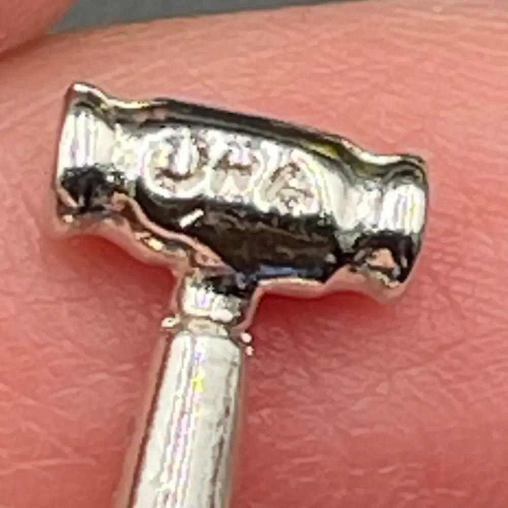 ORA Rhinestone Bow Shriners Scimitar Hammer Dangle Brooch 1.25